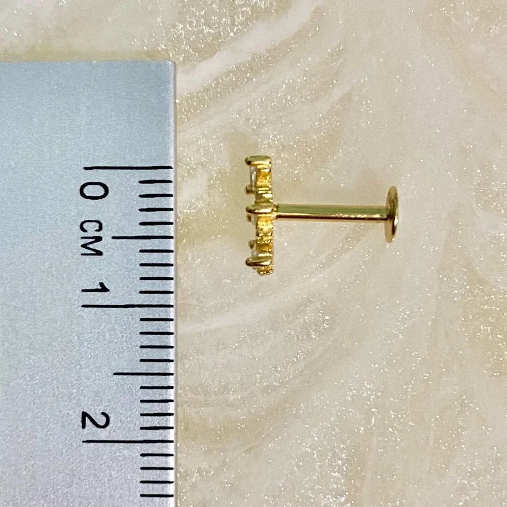 Elegant Gold and zircon cartridge Stud Earring
